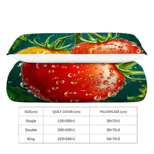 Housse de couette single en microfibre avec impression fruits 135x200cm - 4