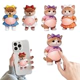 フリランス-ショプ 柴犬 ぷにぷにシール 4枚セット 【2026新型】 お腹ぷにぷに 3D立体 もちもち マシュマロシール ストレス発散 3Dお腹 デブ 犬 かわいい 衝突防止 手帳用 携帯電話飾り用 DIY 手芸用品 (B-お腹の大きな柴犬+猫（ピンク）)