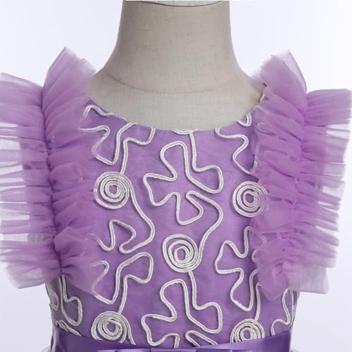 Flower Girls Dress Princess Floral Embroidery Tulle Dresses Sleeveless High-Low Bridesmaid Wedding Pageant Gown4