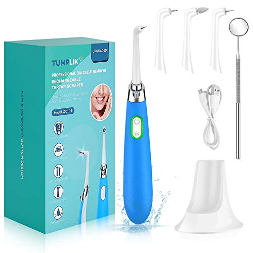 TUMPLIK Electric Plaque Remover for Teeth, 6 Replaceable Clean Heads, High-Frequency Vibration Dental Tools at Home Teeth Cleaner Scraper Tartar with 3 Adjustable Modes Professional Tooth Polisher