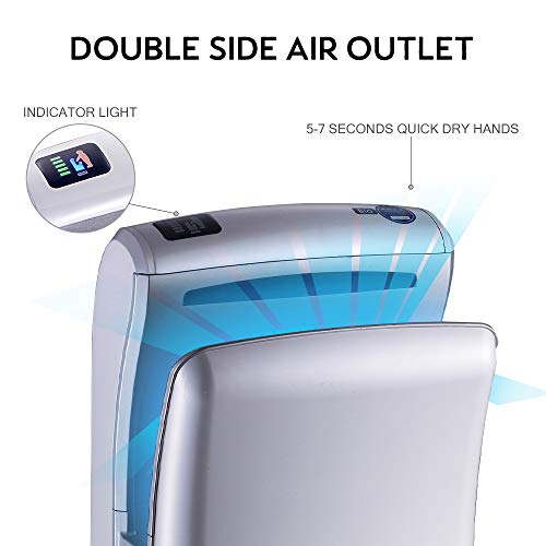 Interhasa! Hand Dryer With Hepa Filter, 110-130V Electric Hand Dryer For Bathrooms Commercial, Plug In,It1688-Silver #TOP2