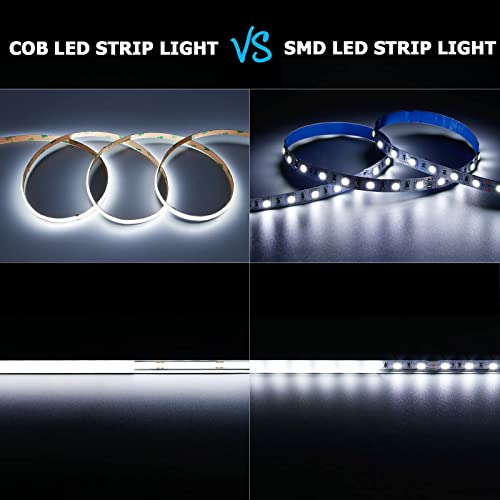 GOMING DC 24V COB LED Strip Light Cool White 6000K 5M 1560LEDs CRI 93+ 4100lm Uniform Glow Flexible Not Waterproof IP20 LED Tape Lights for DIY Bedroom Kitchen Home Decor(No Power Supply) - Image 2