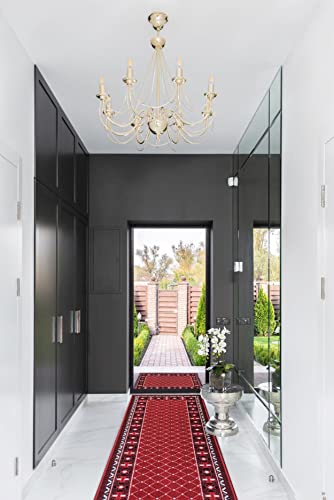 Gloria Non Slip Rubber Back Checkered Design Kitchen Rug Kitchen Runner Kitchen Mat Carpet For Kitchen Anti Slip Stair Treads (Checkered-Red, Runner (20"X59")) #TOP24