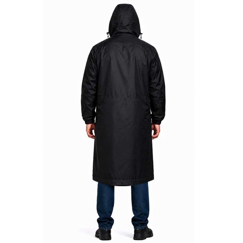 Image of Unisex Long Rain Coat, Black, Hooded, Water Resistant, Lightweight, for Outdoor Activities, Travel and Daily Commute (Pack of 1)
