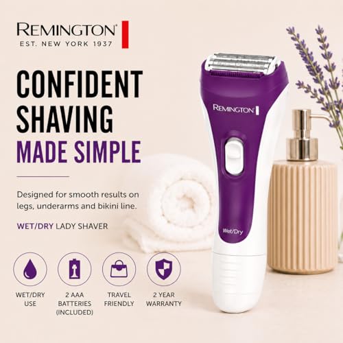 Image of Remington Smooth & Silky Electric Shaver for Women, 3-Blade Battery Operated Foil Shaver and Bikini Trimmer, Shave Wet or Dry