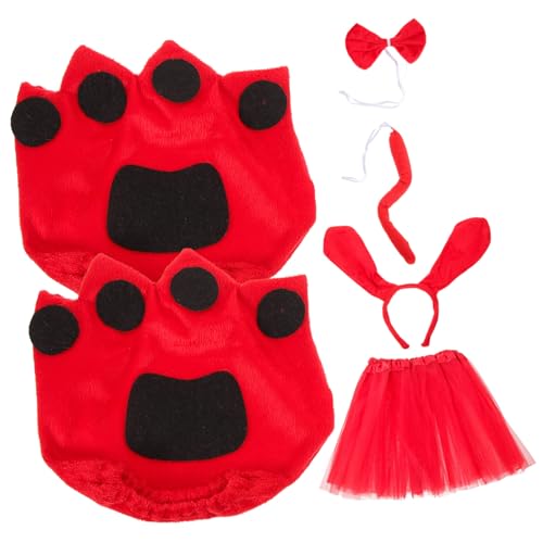 WRITWAA 3 Sätze Dackel Stirnband Dalmatiner Nase Mesh Rock Set faschingkostüme hundeschwanz dog costume Hundenase Hundepflegetisch Marienkäfer Welpenkostüm Cosplay-Versorgung Stoff