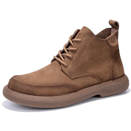 Image of Men's Business Casual Ankle Boots, Stylish Lace-Up Leather Dress Boots for Office and Daily Commute