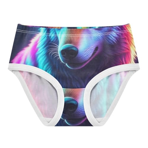Cotton Girls Underwear Toddler Neon Rainbow Wolf Cool Panties Little Girl Funny Undies Kids Briefs 2t