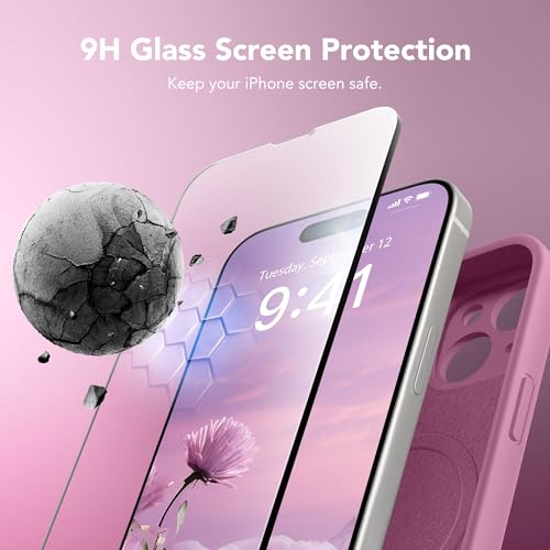 Image of Magnetic for iPhone 13 Case, Compatible with MagSafe, [Full Camera Protection][Screen Protector] Silicone Shockproof Protective Phone Case for iPhone 13 6.1 inch, Blackcurrant