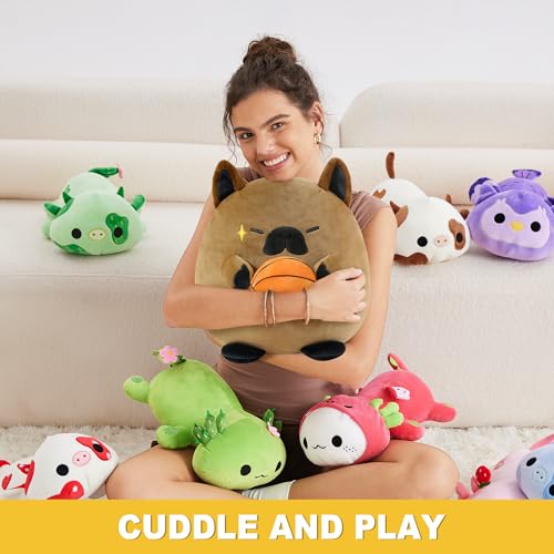 shownicer Plüschtier Französische Bulldogge Hund Kuscheltier Mit Basketball Stofftier Kawaii Hund Plüsch Kissen Spielzeug Hund Wurfkissen Geschenk für Kinder Jungen 3+ Jahre (Hund & Basketball, 35cm)