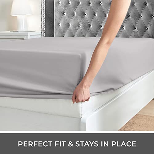 Imperial Rooms Fitted Sheets Double 25 CM Brushed Microfibre Easy Care Soft Bed Sheets Fade Resistant (Grey) - Image 2