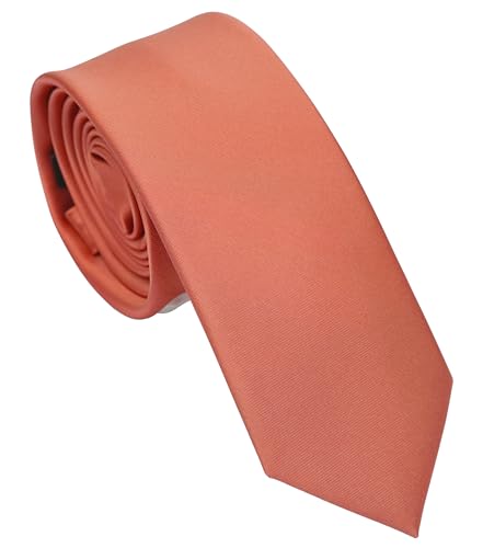 ZENXUS Solid Skinny Ties for Men 2.5 inch Slim Terra Cotta Necktie