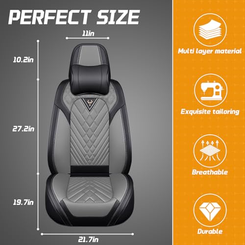 Image of Fit for Toyota RAV4 Seat Covers Full Set 2008-2026 | Nappa Leather Seat Covers for RAV4 Full Set, Airbag Compatible, Full Coverage Seat Protectors, Easy Install(Black /Gray)