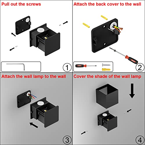 Klighten 12W Aussenlampe Außenlampe mit Bewegungsmelder,Außenwandleuchte mit bewegungsmelder Einstellbarer Lichtstrahl,LED Wandleuchte Up Down Außen/Innen für Garten,IP65,Naturweiß 4000K,Schwarz