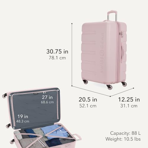 Image of SwissGear 7366, Pink, Checked-Large 27-Inch, Signature Hardside Expandable Luggage With Spinner Wheels