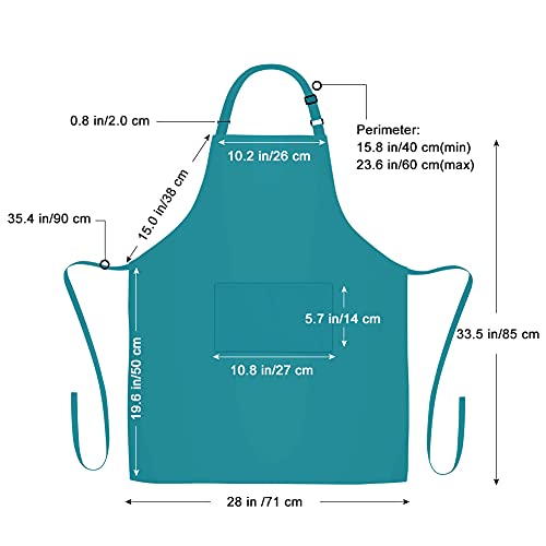 Jubatus 2 Pack 100% Cotton Aprons With 2 Pockets Cooking Chef Kitchen Adjustable Bib Apron For Women Men, Teal Green #TOP6
