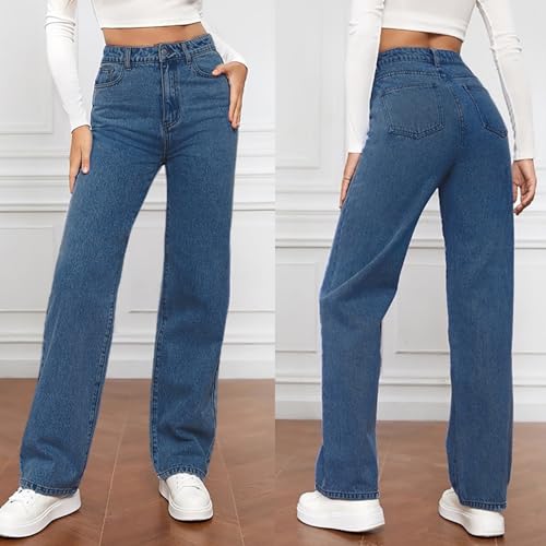 Sweatpant Women's Straight Leg Boyfriend Denim Pants Low Rise Wide Leg Jeans Loose Y2K E-Girl Baggy Street Pants Vintage Aesthetic Clothing Teen Girls Streetwear Hiphop2