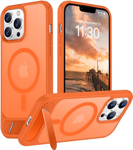 Image of Magnetic Compatible with iPhone 13 Pro Case, [Built-in Invisible Kickstand][Compatible with MagSafe][Military Grade Shockproof] Slim Translucent Matte Phone Case for iPhone 13 Pro 6.1 inch