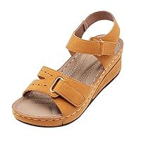 2025 Sandales Orthopédique Femmes Été Sandales de Marche Femme Confortable Orthopédique Plateforme Chaussures Antidérapantes Respirantes Bohême Bout Ouvert Sandale avec Talon Bloc Pas Cher