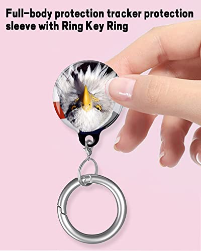 Image of ZEKICE AirTag Holder with Anti-Scratch Protective Cover,Securely Attach to Your Keys,Bag or Pet Collar(American Flag Bald Eagle)