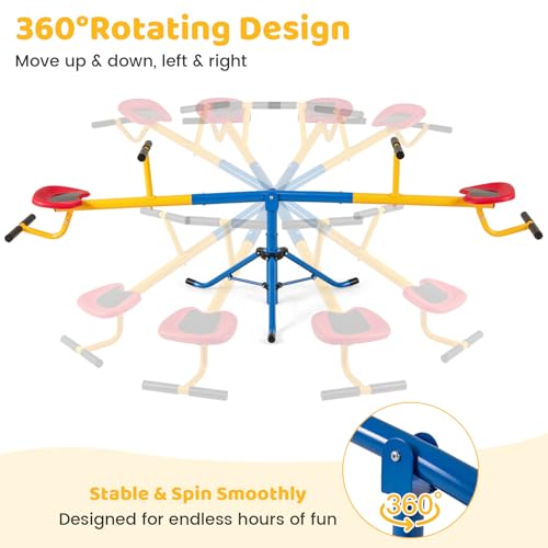 Costzon Teeter Totter Seesaw for Kids Outdoor, Preschool Swivel Seesaw Playground Equipment, 360 Degree Rotation, Indoor Outdoor Play Equipment for Toddlers, Suitable for Home, Backyard Gift Christmas - image 2