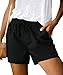 Terecey Kurze Hose Damen Sommer Leinen Sporthose Freizeithose Casual Bermuda Shorts mit Kordelzug und Taschen Beach Yoga Jogger Hosen, Schwarz L