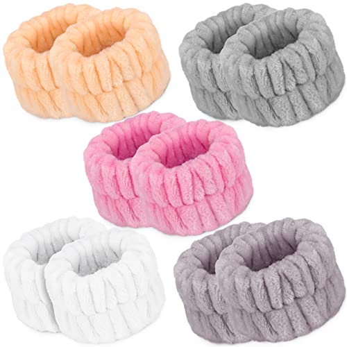 Crosize Women's Wrist Towels for Washing Face, 10PCS Microfiber Wrist Spa Wash Towel Bands, Absorbent Wristbands For Girls, Fast Drying, Prevent Water from Spilling Down Your Arms