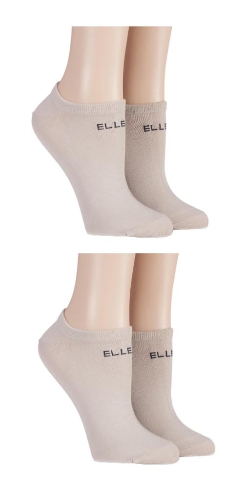 Elle Women's No Show Neutral Patterned And Plain Assorted Sock Styles Including Anklets, No Show, Trainer And Regular Bamboo Socks In A Multipack Of 4 4-8