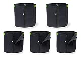 247Garden 5pcs 3-Gallon Transplanter Fabric Pots (Black), 5-Packs Reusable Nursery Planter Aeration