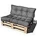 SET CUSCINI PER DIVANI PALLET BANCALI Seduta 120x80x15 cm + Schienale 120x42x10-18 cm - COLORE GRIGIO
