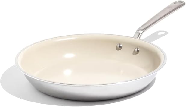 Made In Cookware - 12" CeramiClad 2.0 Non Stick Frying Pan Stainless Handle - 5-Ply Stainless Clad with Stay-Cool Handle - Professional Cookware - Crafted in Italy - Induction Compatible