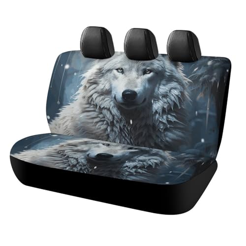 Housse de siège arrière pour chien motif loup protection voiture et SUV