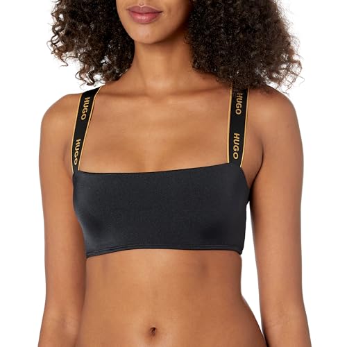 HUGO Women's Standard Quick Dry Bandeau Swim Top with Metallic Thread Straps