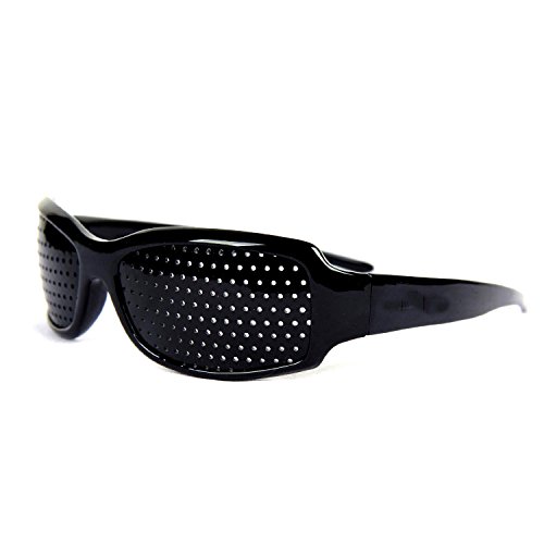 FreshGadgetz Set 1 Lochbrille Rasterbrille Pinhole aus Kunststoff Schwarz (schwarz) (Black) - Rasterbrille / Lochbrille für Augentraining zur Entspannung - Gitterbrille mit faltbaren Bügeln - Rasterbrillen - Raster Brille