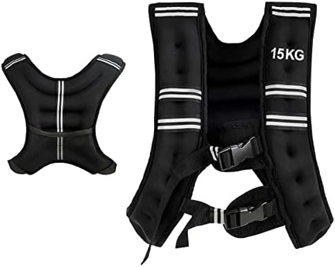 COSTWAY Weighted Vest, 9kg/15kg Fitness Weight Vests with Adjustable Buckles & Mesh Bag, for Man Woman Running Training