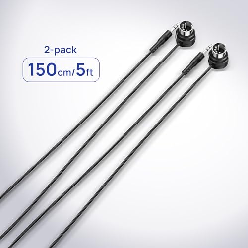 Image of CME TRS MIDI Cable 2-Pack - Straight TRS Type A (3.5mm - 1 /8 inch) to Angled 5-pin DIN, 5FT / 150CM - Perfect for Compact Spaces and patching