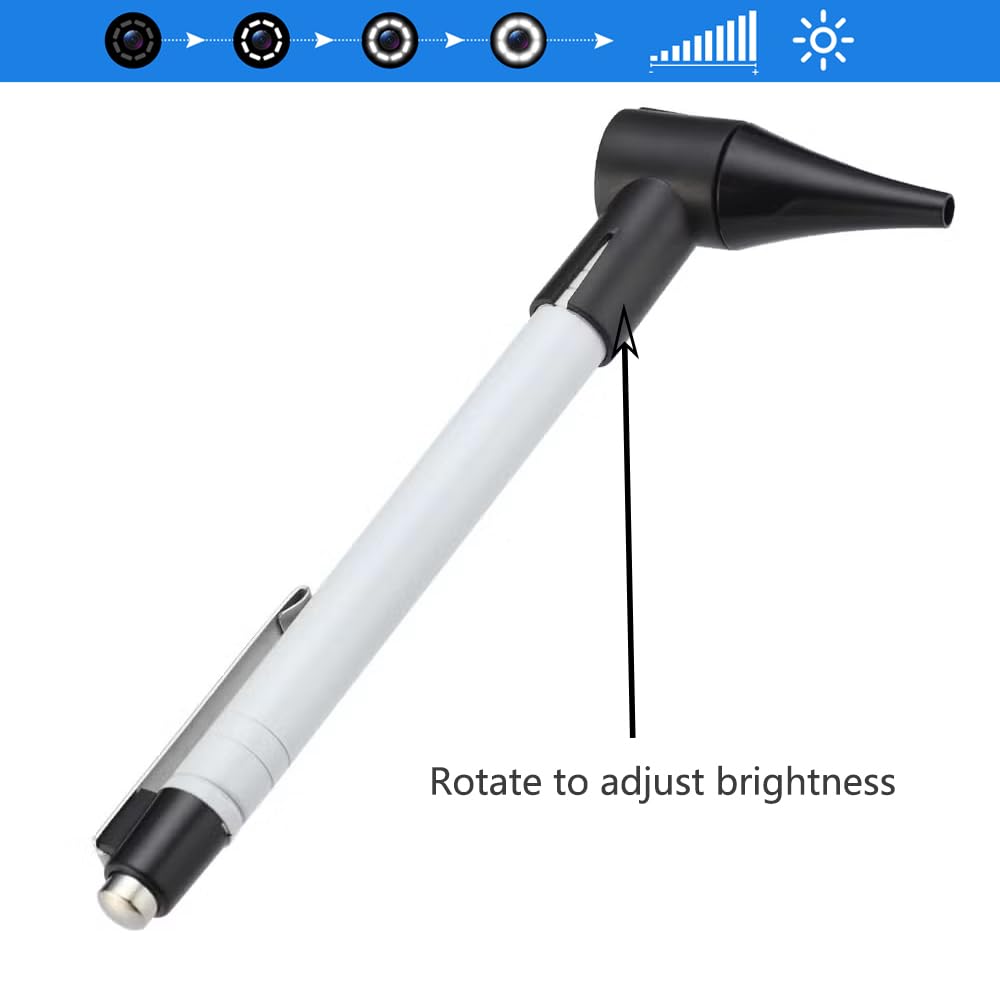 Otoscopio tascabile sottile in acciaio inox, otoscopio portatile con luce LED morbida e 7 punte per specula per bambini, adulti, animali domestici