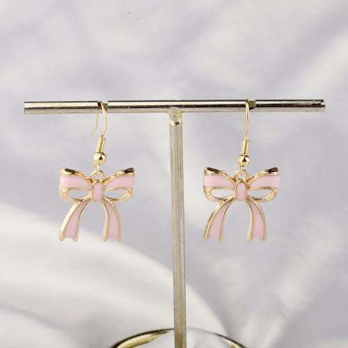 ENSIANTH Pink Bow Jewelry Coquette Gift Coquette Jewelry Bow Pink Pearl Earring Coquette Aesthetic Earring2
