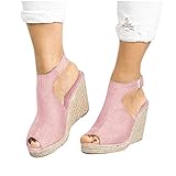 riou Sandalias Mujer Plataforma Esparto Verano Casual Alpargatas de Cuña Plateau Moda Punta Abierta Boca de pez Comercio Exterior Sandalias de Estilo Romano, Zapatos de Playa para Mujer 2022