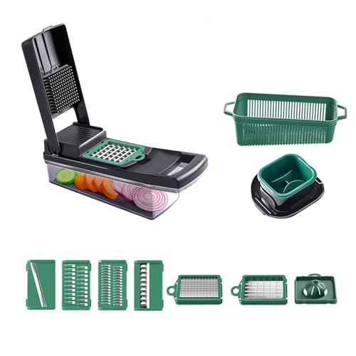 Cortador de verduras, cortador de verduras, picadora de alimentos multifuncional con recipiente, accesorios de cocina, cortador de patatas, rallador de verduras para vegetarianos
