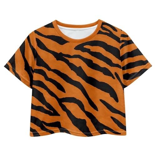 Image of Cute Crop Tops for Girls Short Sleeve Summer T Shirts Fashion Graphic Tees Crew Neck Pullover Tee 5-14 Years