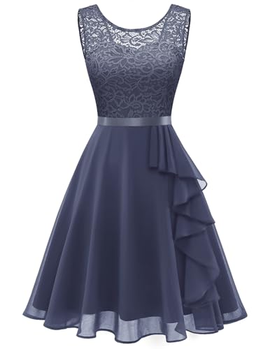 Berylove Sommerkleid Cocktailkleid Damen Elegant Für Hochzeit Festkleid A...
