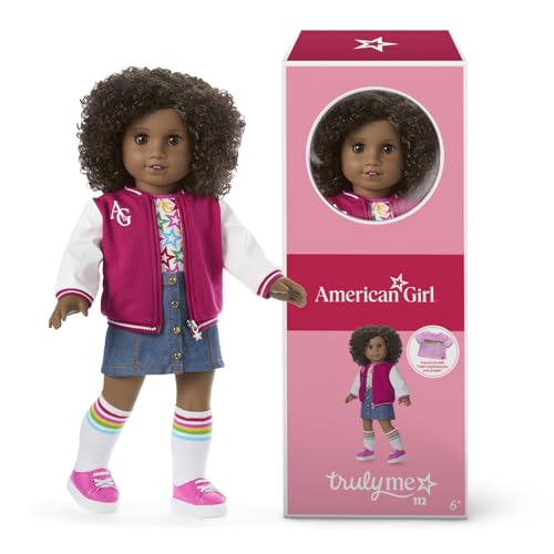 American Girl Truly Me 18-inch Doll #112 with Brown Eyes Natural Short Curly Dark-Brown Hair Deep Skin for Ages 6+