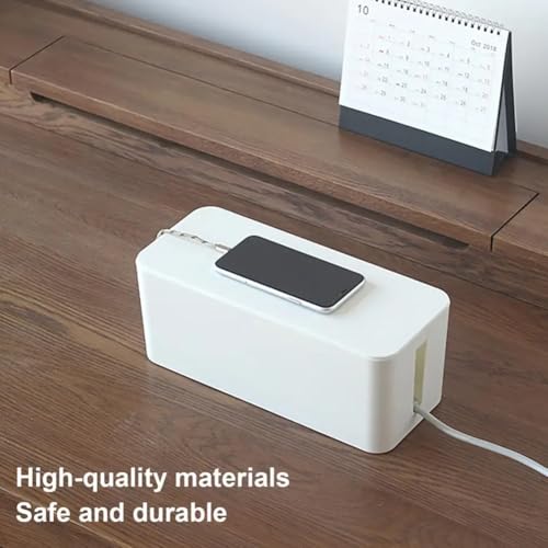 Comioke Kabelbox, Kabelmanagement Box, Kabel Organizer Box mit Deckel, Aufbewahrungsbox für Kabel, Kabelkasten zum Verstecken und Ordnen von Kabeln (Weiß)