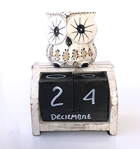 HC enterprise Bloque de Calendario perpetuo de Madera diseño de búho Cover