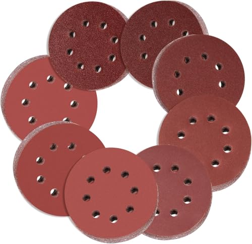 BODHTAT ディスクペーパー 125mm #400番 100枚入セット サンダー ペーパー マジック式 8穴 サンディングペーパー 丸型 サンディングディスク 電動サンダー用サンドペーパー 木工DIY作業に 車の研磨 ヘッドライトの研磨 金属磨き用