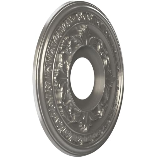 Image of Ekena Millwork 13 inchOD x 3 1 /2 inchID x 3 /4 inchP Baltimore Thermoformed PVC Ceiling Medallion (Fits Canopies up to 5 1 /4 inch), Aged Dark Steel