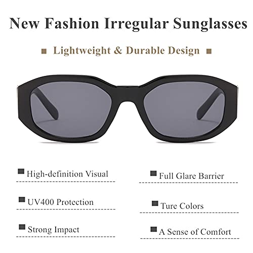 Image of LASPOR Irregular Sunglasses for Women Men Trendy Retro Vintage Rectangle Glasses Hexagon Shades Driving UV400 Protection