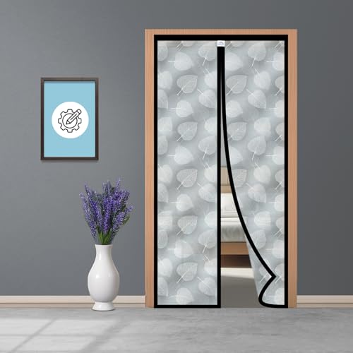 Image of Lifekrafts Customizable AC Curtain | Thermal Screen | Insulated |Non-Transparent and Leaf Design | Magnetic | Insect Screen, Pest Control, and Dust Control, (Upto Maximum 220x120cm)