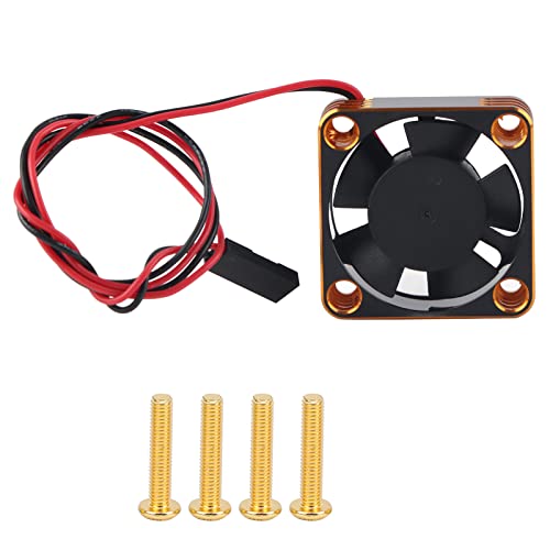 Pilipane Motor Cooling Fan RC Motor Heatsink, Compact 30x30mm Aluminum Cooling Fan High Speed 28000RPM RC540 Brushless ESC Cooling Fan for Car Motor (Gold)